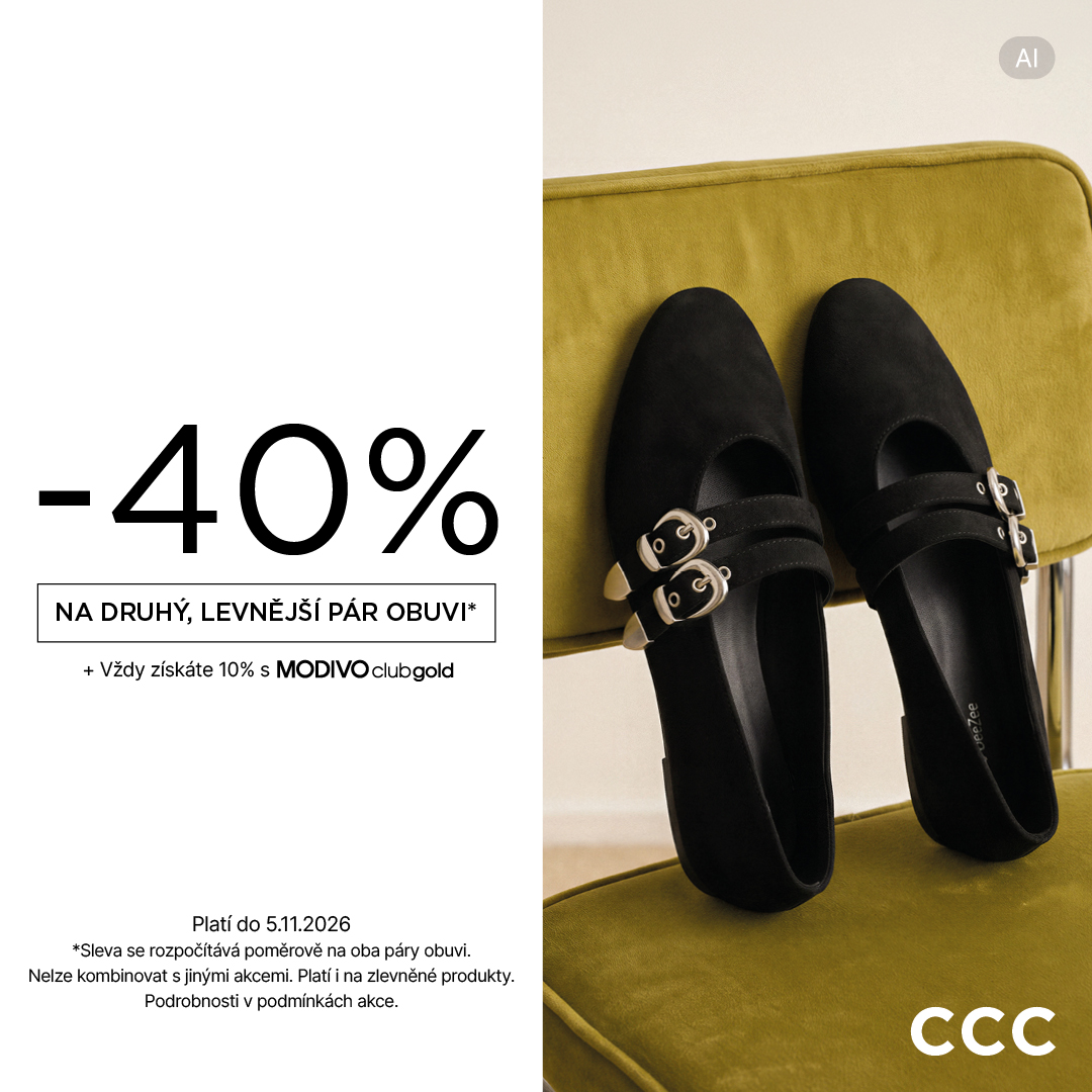 -40 % na druhý levnější pár obuvi
